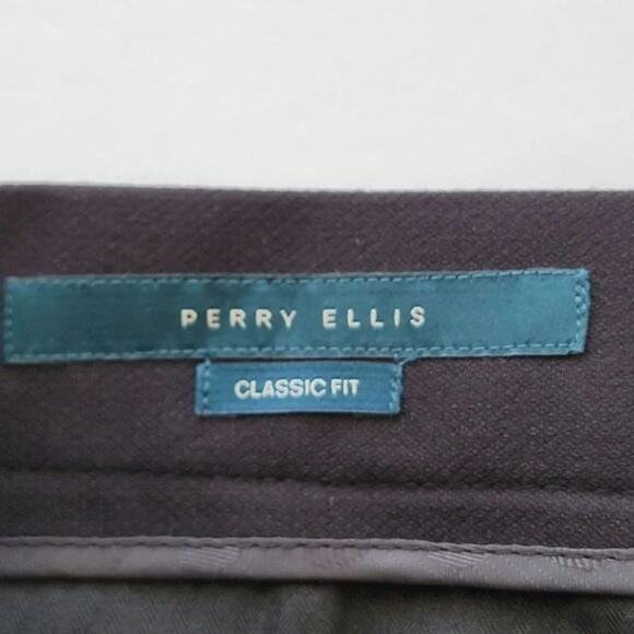 Perry Ellis Portfolio Straight Fit Dress Pants Black Men Size 36x34 Flat Front - Picture 8 of 9
